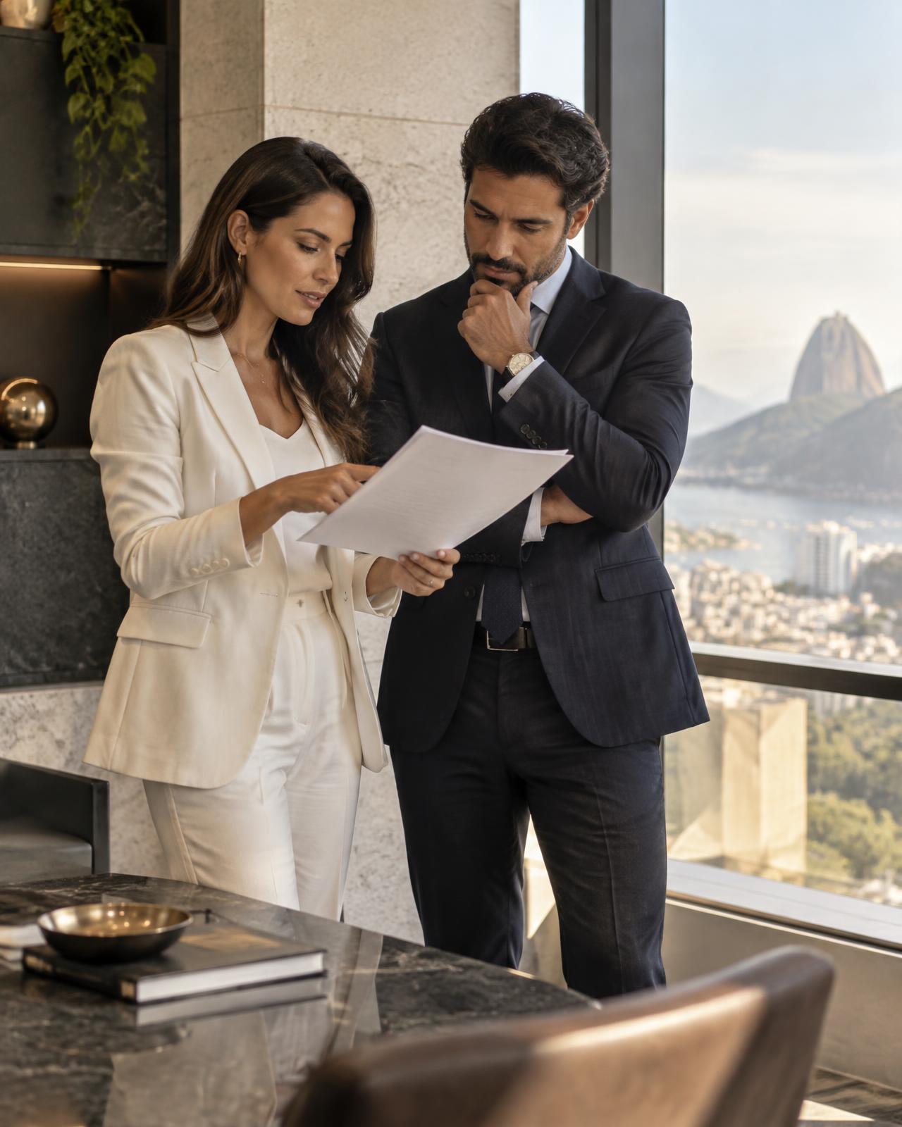 Executivos analisando uma operação em ambiente corporativo